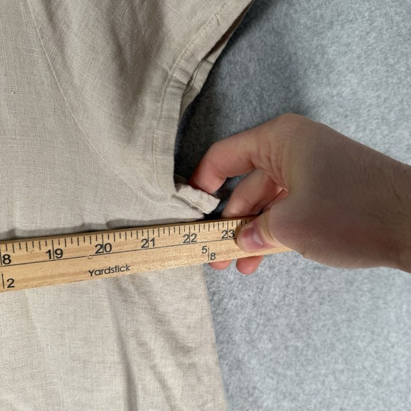 Peacock ways tunic dress womens XL beige lagenlook linen floral beige - Picture 6 of 10